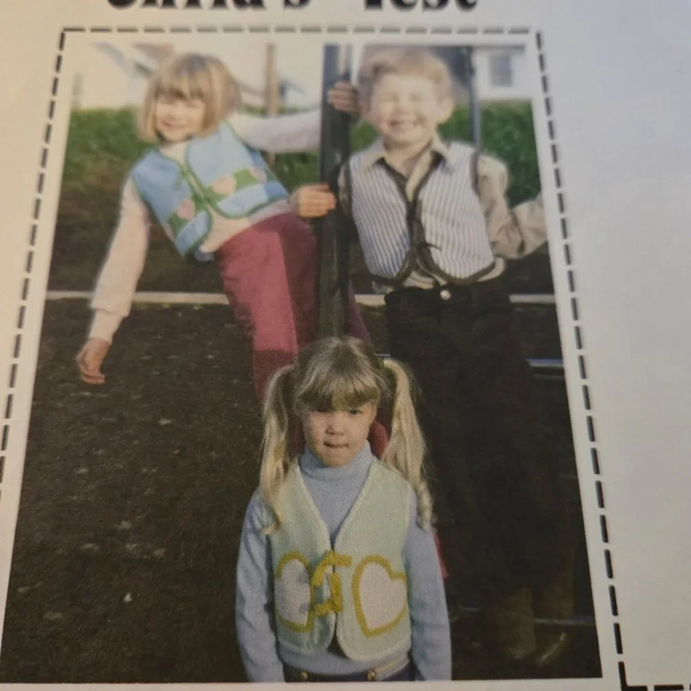 Patch Press Child's Vest sewing pattern Pat Epping 70s Applique Cat Sun